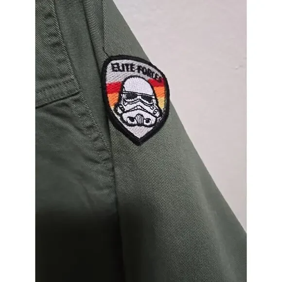 Star Wars Shirt Women Green Army Patches Rebel Alliance Elite Force Size Medium - Picture 9 of 14
